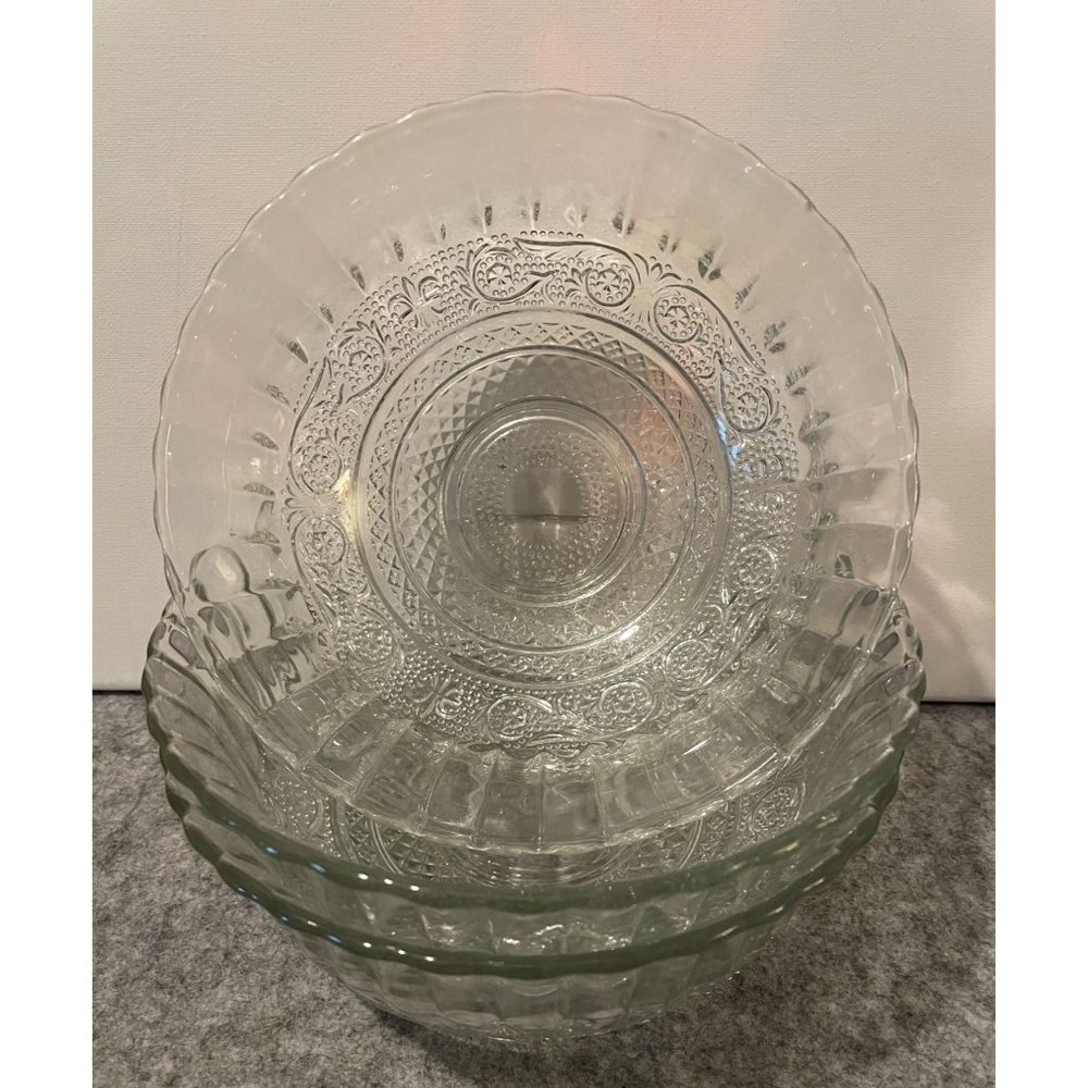 3 Vintage Glass Serving Bowls 7.50 inches Wide   #1293
